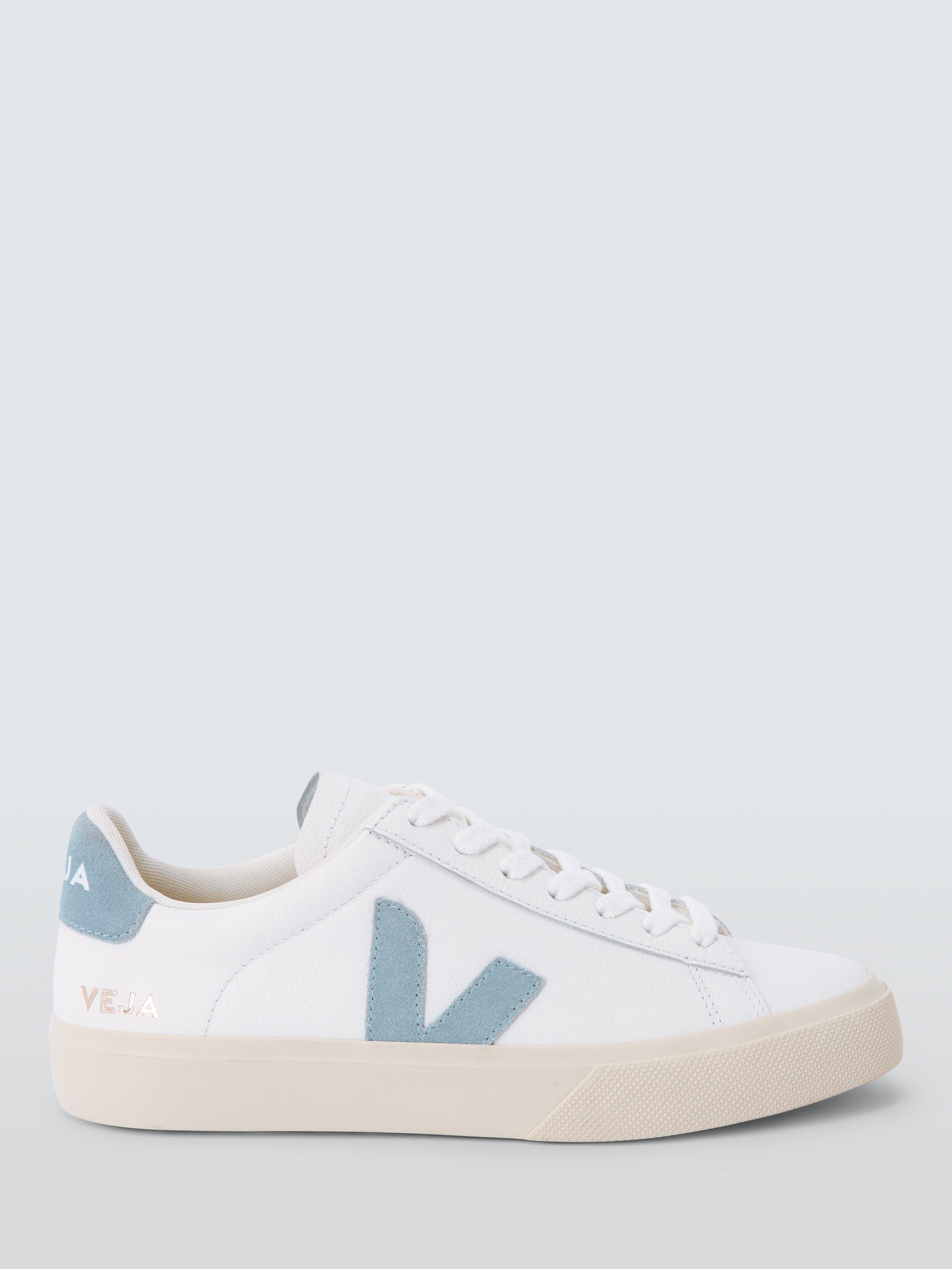 Product image 1 of 6, which shows VEJA Campo Leather Trainers, White/Blue, 4