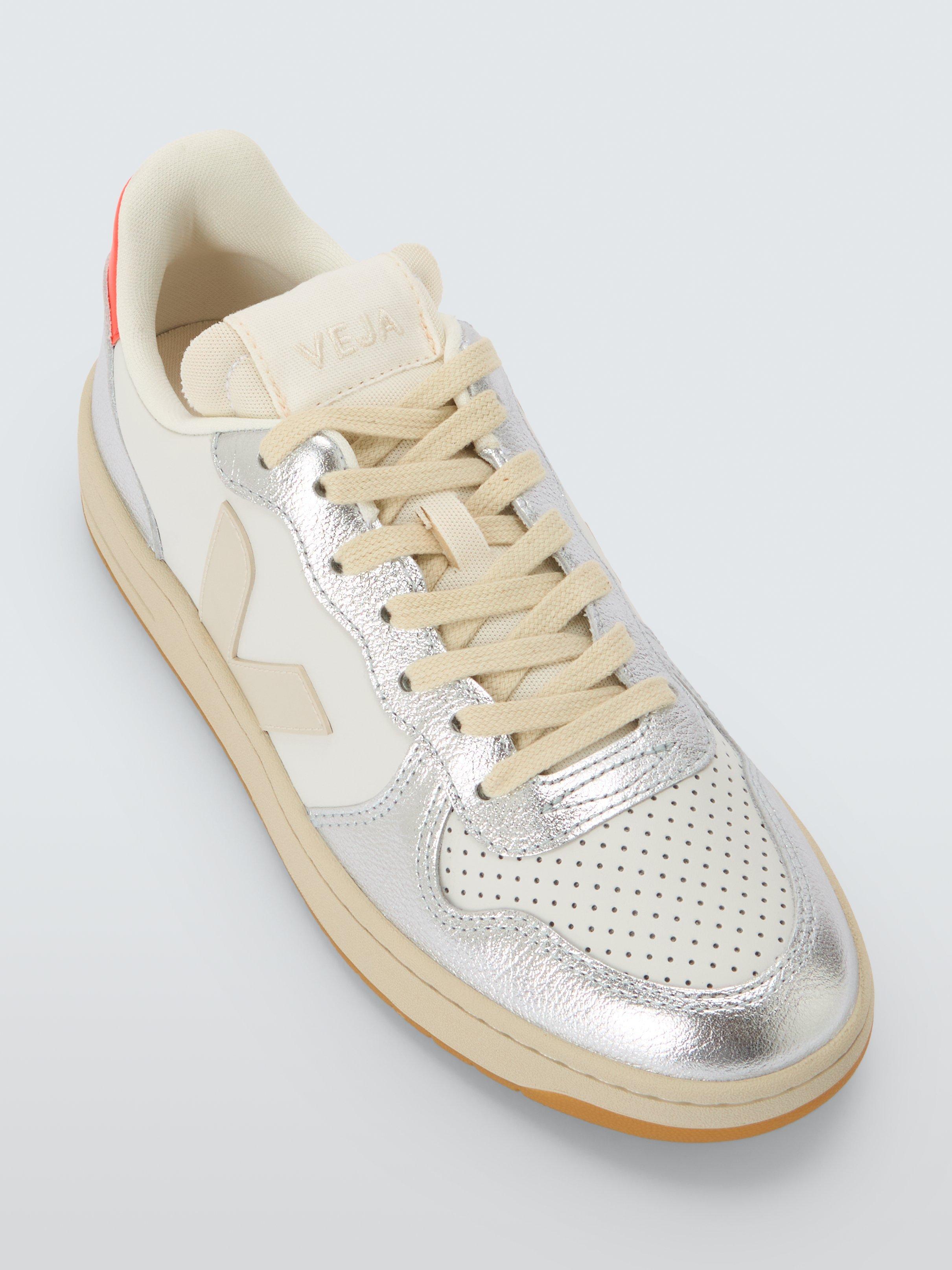 Product image 4 of 4, which shows VEJA V-10 Leather Trainers, White/Silver, 6
