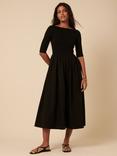 Nobody's Child Short Sleeve Scoop Back Cotton Midi Dress, Black