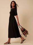 Nobody's Child Short Sleeve Scoop Back Cotton Midi Dress, Black