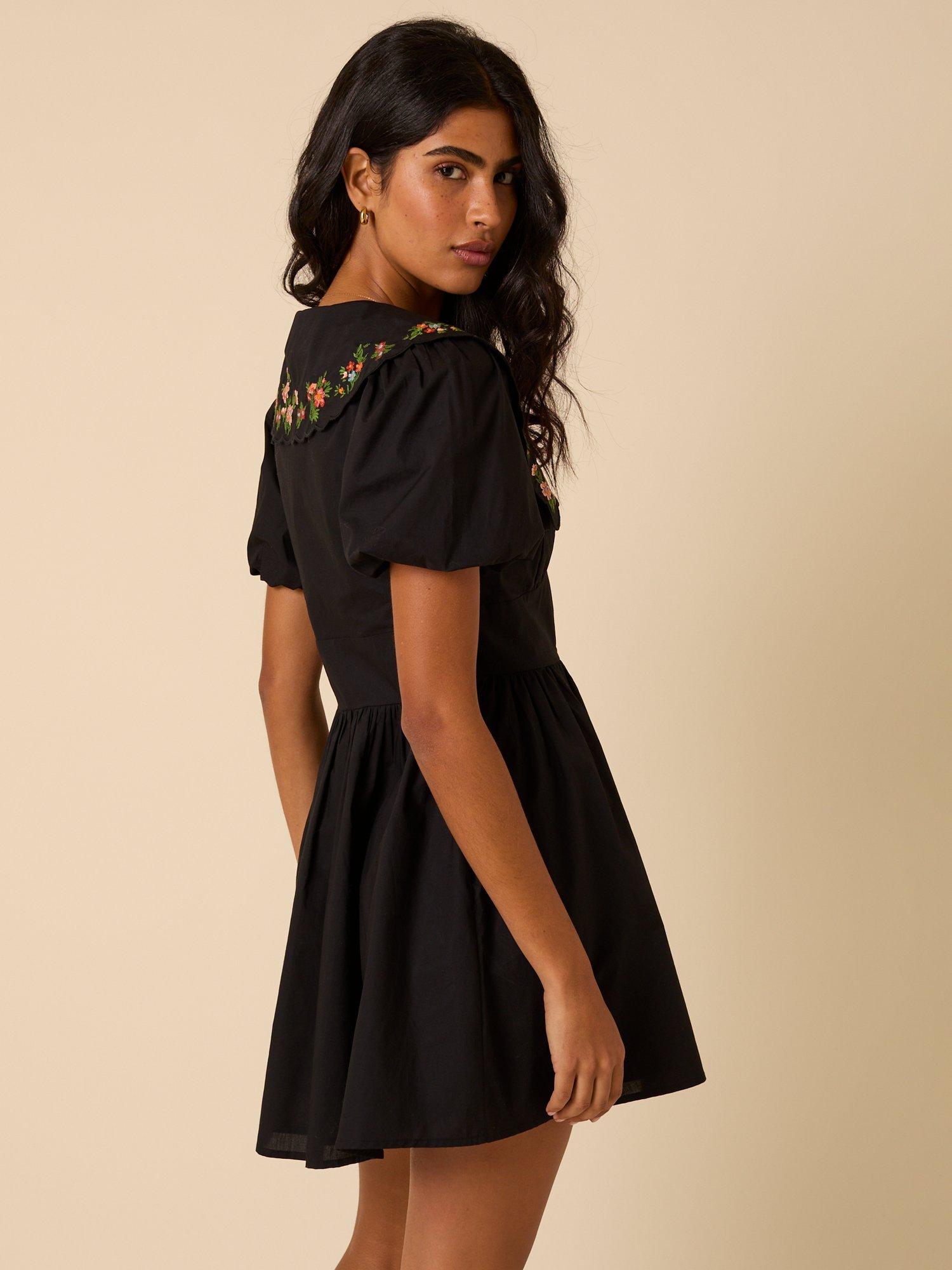 Product image 4 of 5, which shows Nobody's Child Betty Short Puff Sleeve Cotton Mini Dress, Multi, 6
