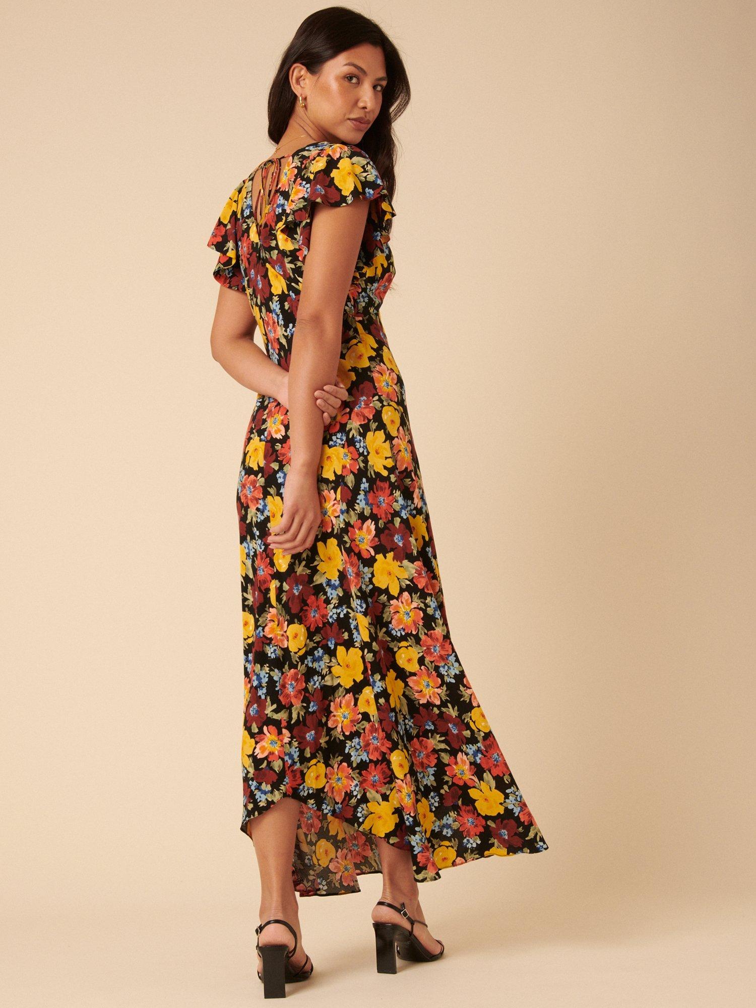 Product image 4 of 4, which shows Nobody's Child Loubelle Cap Sleeve Floral Print Midi Dress, Multi, 6