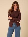 Nobody's Child Rhea Rib Knit Cotton Blend Cardigan, Brown