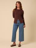 Nobody's Child Rhea Rib Knit Cotton Blend Cardigan, Brown
