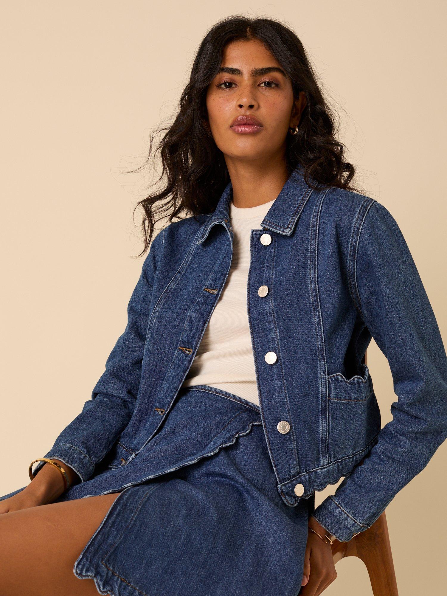 Product image 1 of 5, which shows Nobody's Child Scallop Trim Denim Jacket, Denim, 16