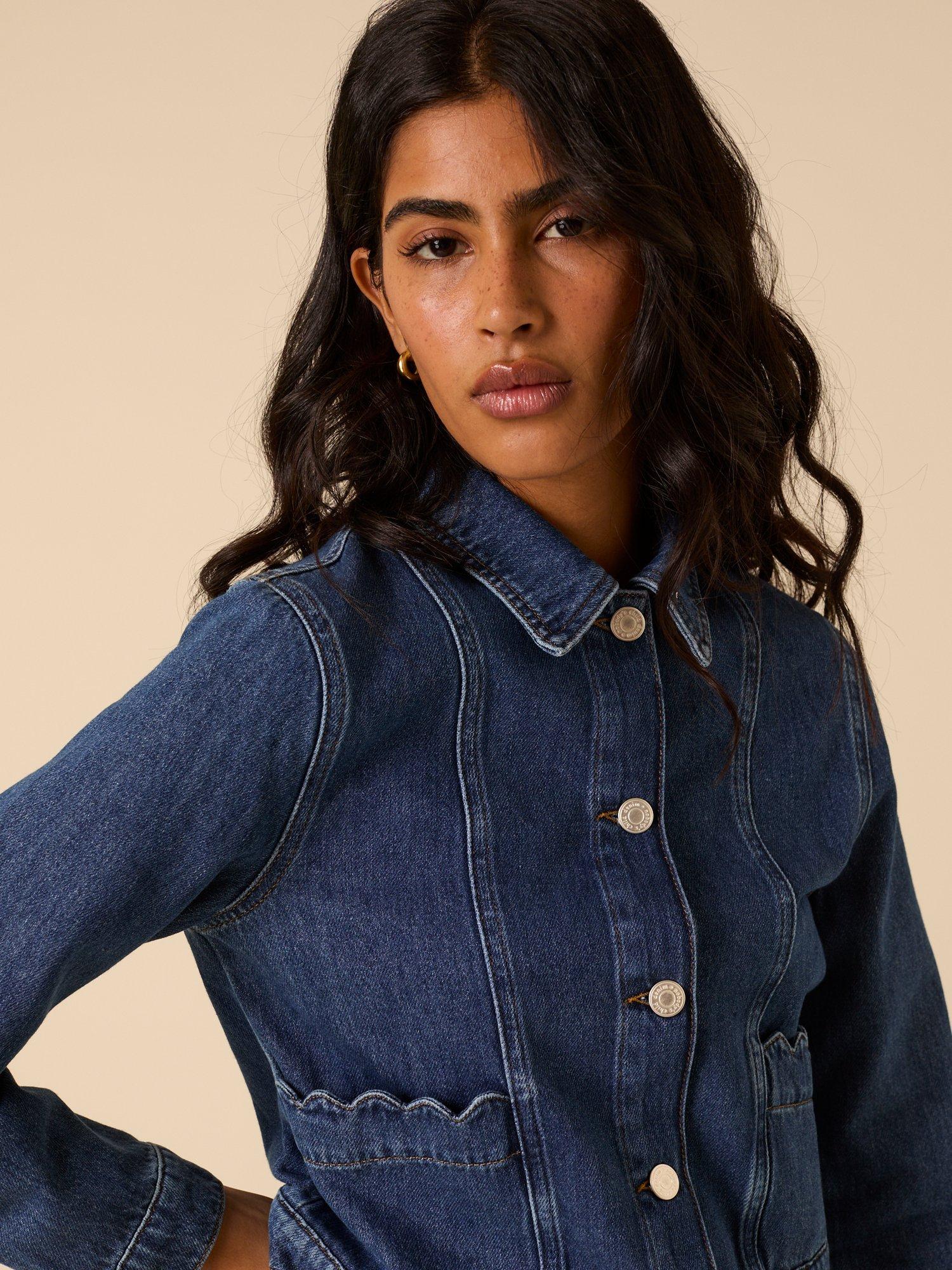 Product image 4 of 5, which shows Nobody's Child Scallop Trim Denim Jacket, Denim, 16