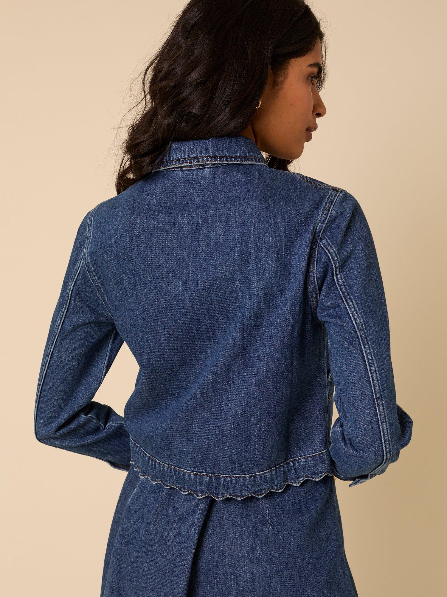 Product image 5 of 5, which shows Nobody's Child Scallop Trim Denim Jacket, Denim, 16