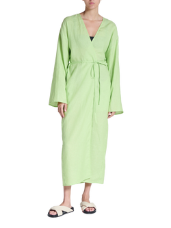 ASCENO Lorenzo Linen Robe, Lime Green
