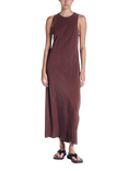 ASCENO Valenica Sleeveless Silk Midi Dress, Mahogany