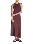 ASCENO Valenica Sleeveless Silk Midi Dress, Mahogany