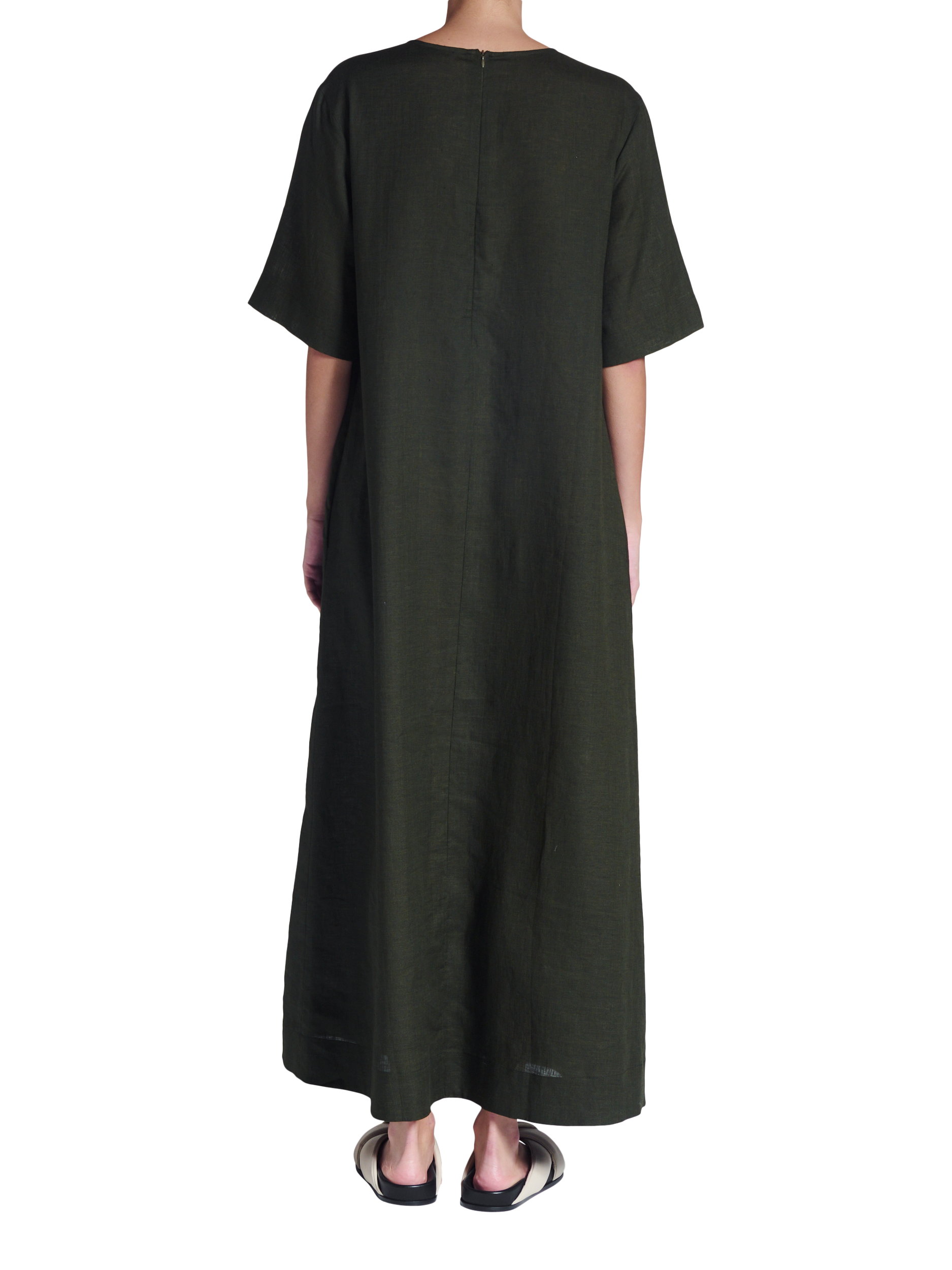 Product image 5 of 6, which shows ASCENO Mina Linen Maxi Dress, Dark Green, XS