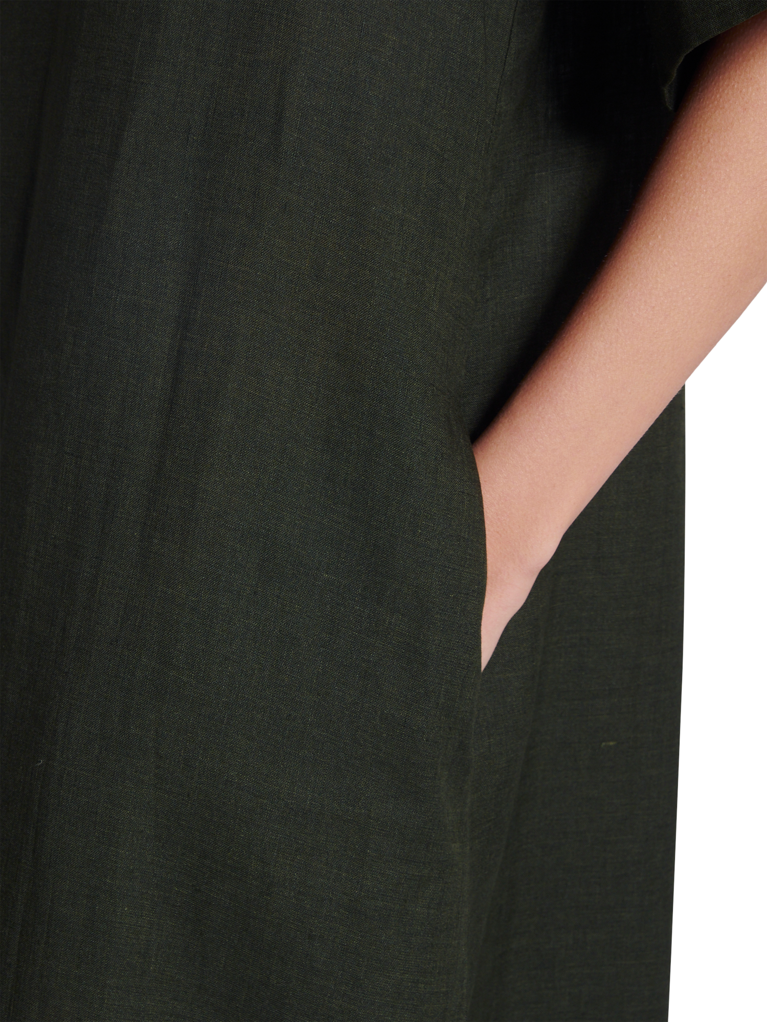 Product image 6 of 6, which shows ASCENO Mina Linen Maxi Dress, Dark Green, XS