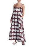 ASCENO Napoli Sleeveless Sunflower Print Silk Maxi Dress, Brown/White