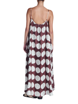 ASCENO Napoli Sleeveless Sunflower Print Silk Maxi Dress, Brown/White - view 2, Brown/White