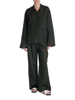 ASCENO Valera Linen Jacket, Dark Green