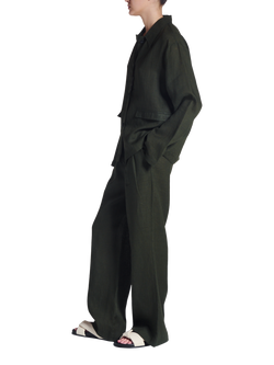 ASCENO Valera Linen Jacket - view 2, Dark Green
