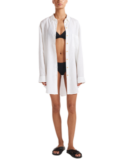 ASCENO Formentera Oversized Pure Linen Shirt, White - view 2, White