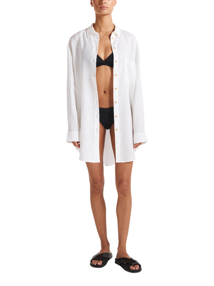 ASCENO Formentera Oversized Pure Linen Shirt, White - view 2, White