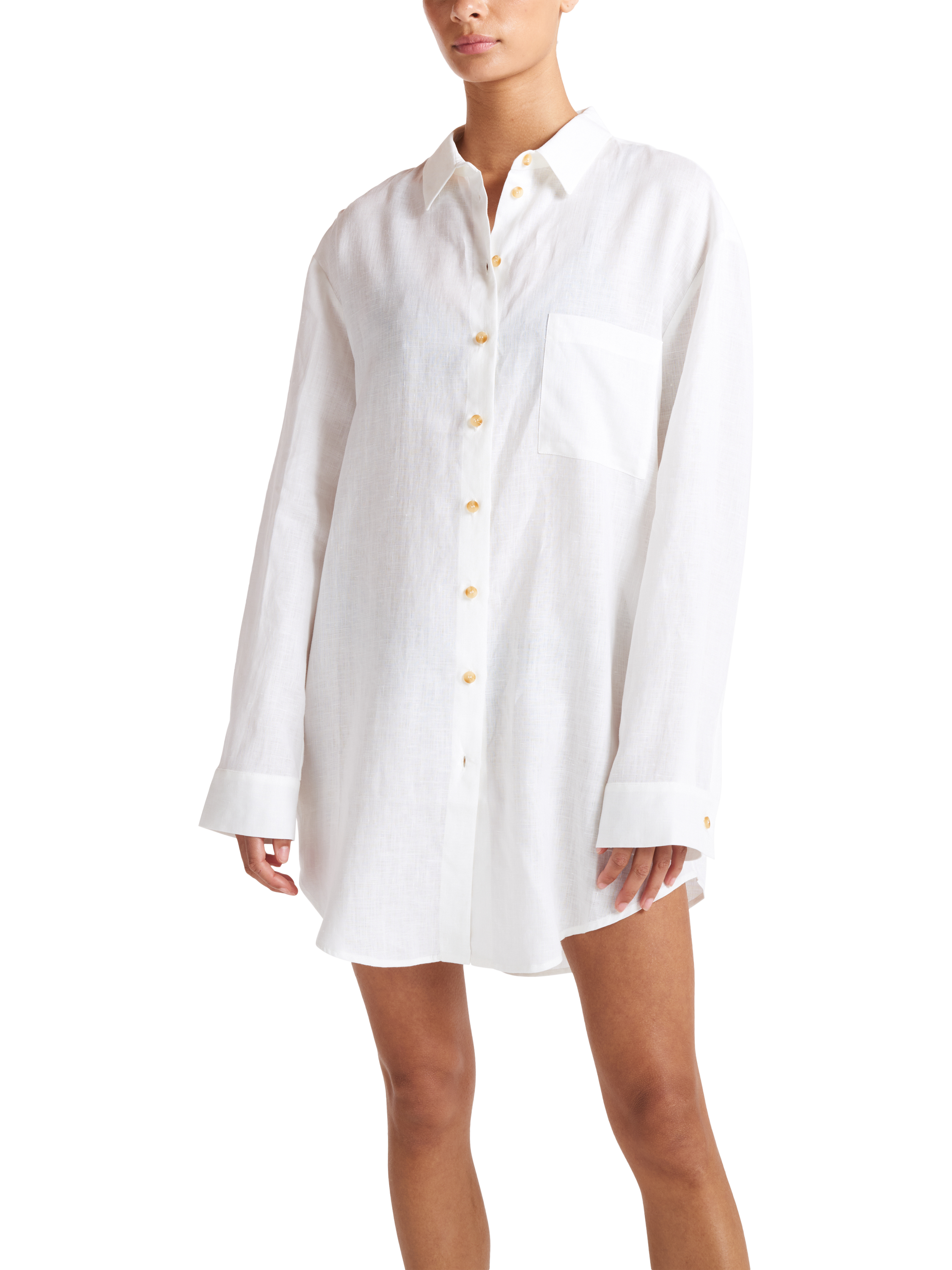 Product image 3 of 4, which shows ASCENO Formentera Oversized Pure Linen Shirt, White, XS