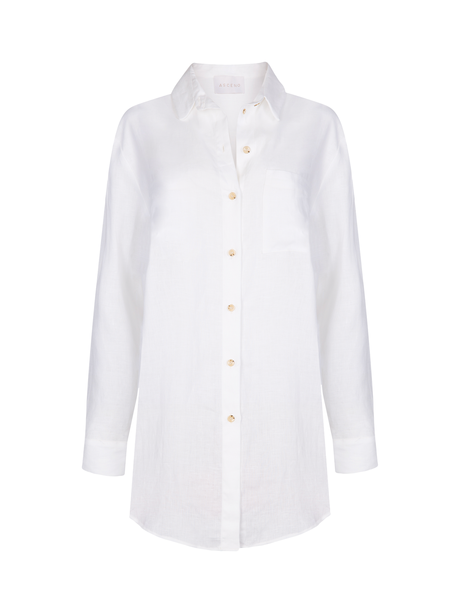 Product image 4 of 4, which shows ASCENO Formentera Oversized Pure Linen Shirt, White, XS