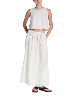 ASCENO Kobe Sleeveless Cotton Blend Crop Top, White, White