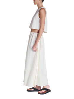 ASCENO Kobe Sleeveless Cotton Blend Crop Top, White - view 2, White