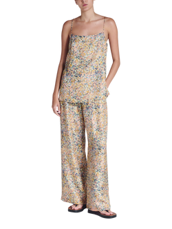 ASCENO Tulum Beachscape Print Silk Cami Top, Multi, Multi