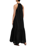 ASCENO Ibiza Halterneck Linen Maxi Dress, Black
