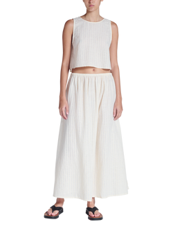ASCENO Rafaela Cotton Blend Maxi Skirt, White, White