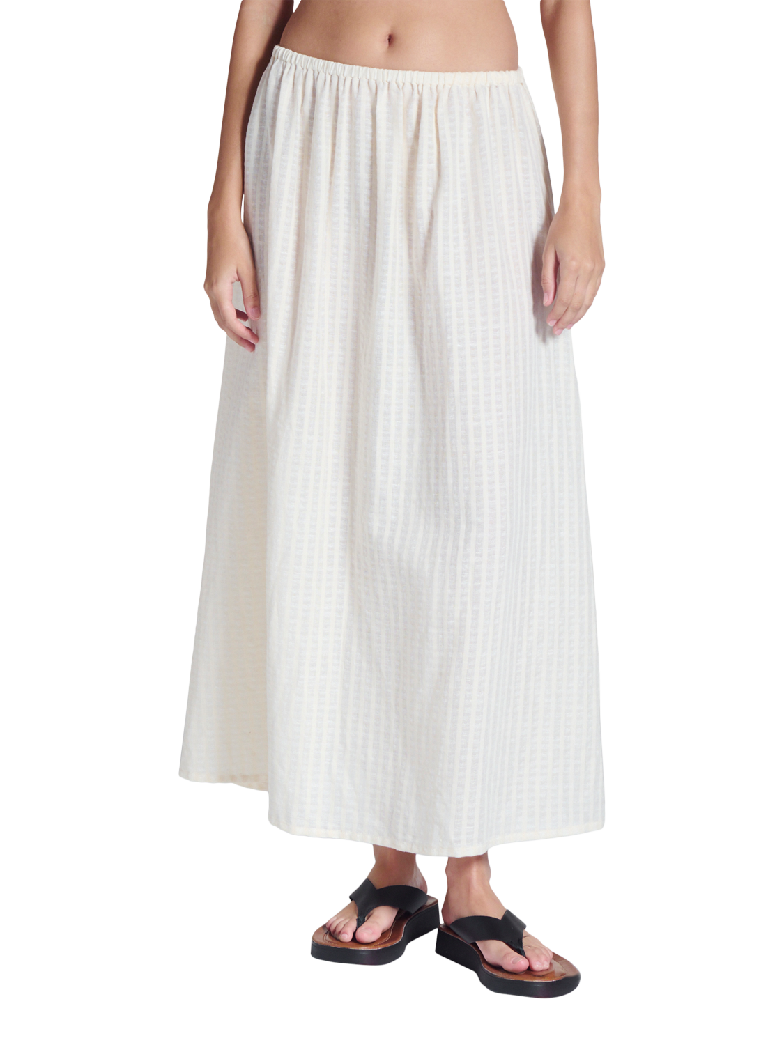 Product image 2 of 7, which shows ASCENO Rafaela Cotton Blend Maxi Skirt, White, XS