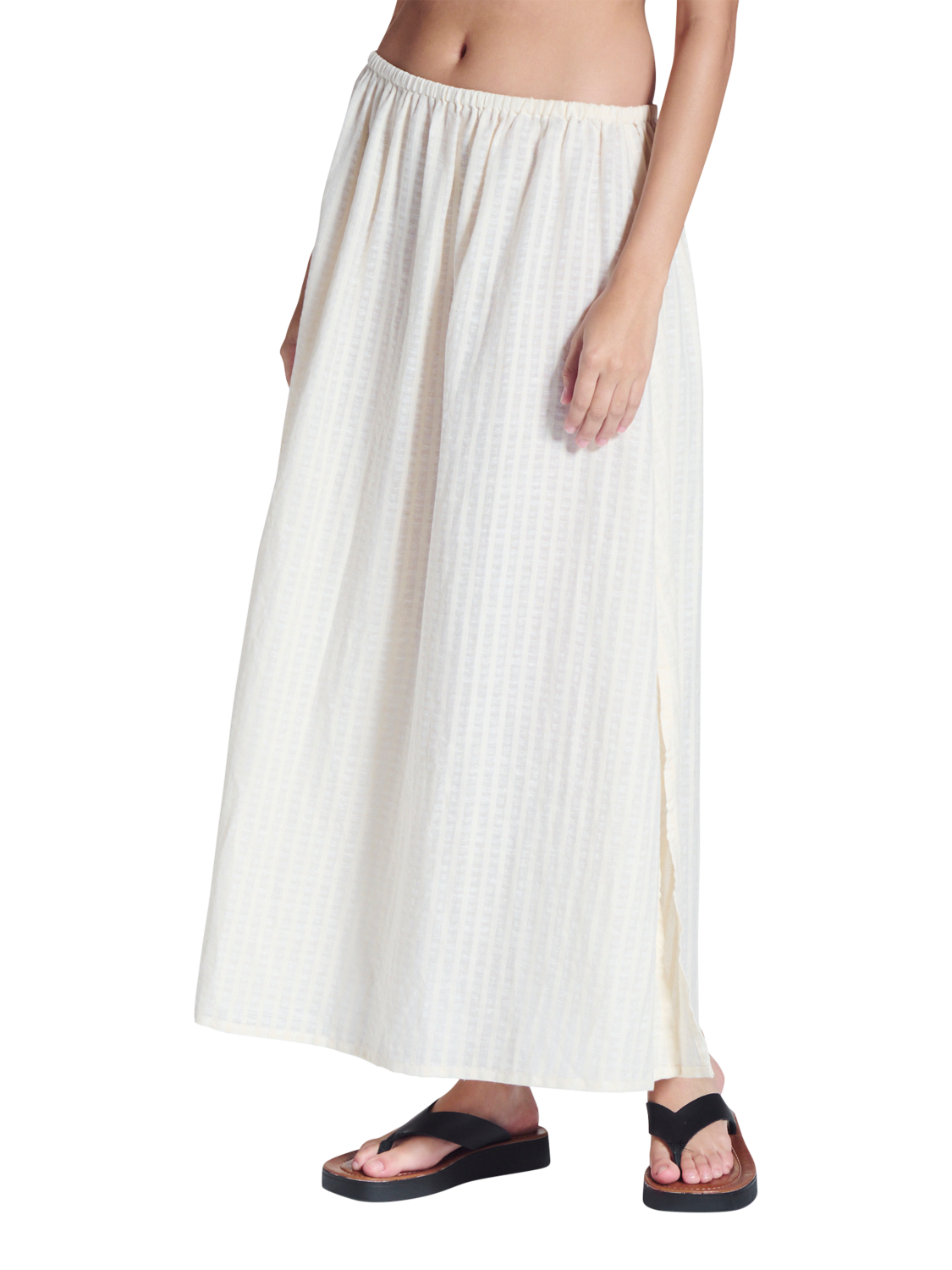 Product image 3 of 7, which shows ASCENO Rafaela Cotton Blend Maxi Skirt, White, XS