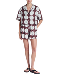 ASCENO Lincoln Short Sleeve Sunflower Print Silk Shirt, Brown/White