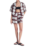 ASCENO Zurich Sunflower Print Silk Shorts, Brown/White