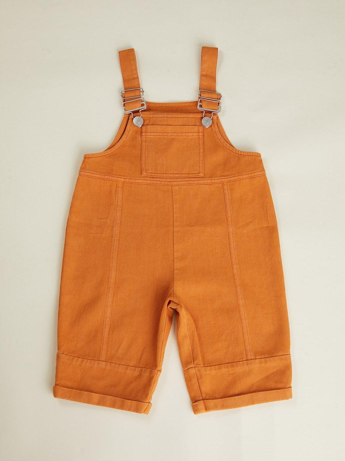 Product image 6 of 6, which shows Claude & Co Kids' Blythe Cotton Dungarees, Tangerine, 6-12 months