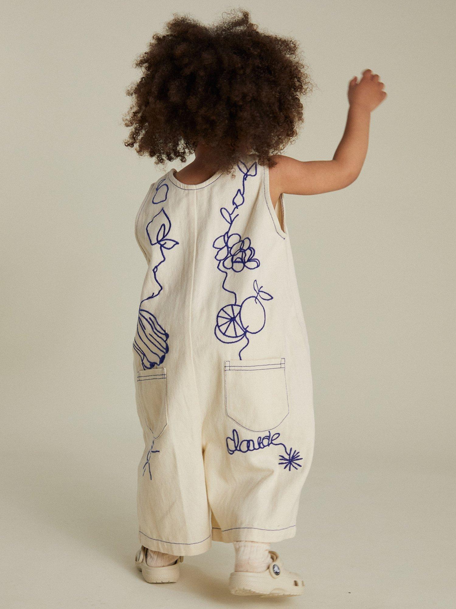 Product image 3 of 7, which shows Claude & Co Kids' Cali Overalls, White, 6-12 months