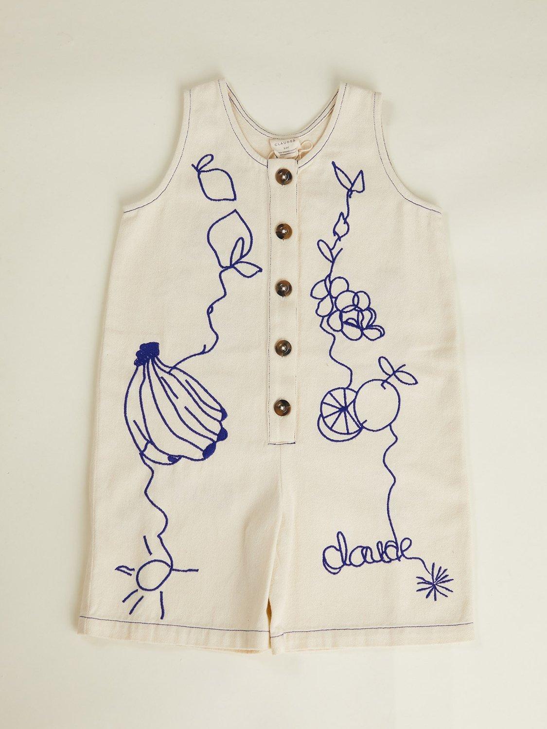 Product image 6 of 7, which shows Claude & Co Kids' Cali Overalls, White, 6-12 months