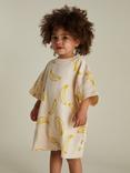 Claude & Co Kids' Opal Cotton Banana Romper, Soft Cream
