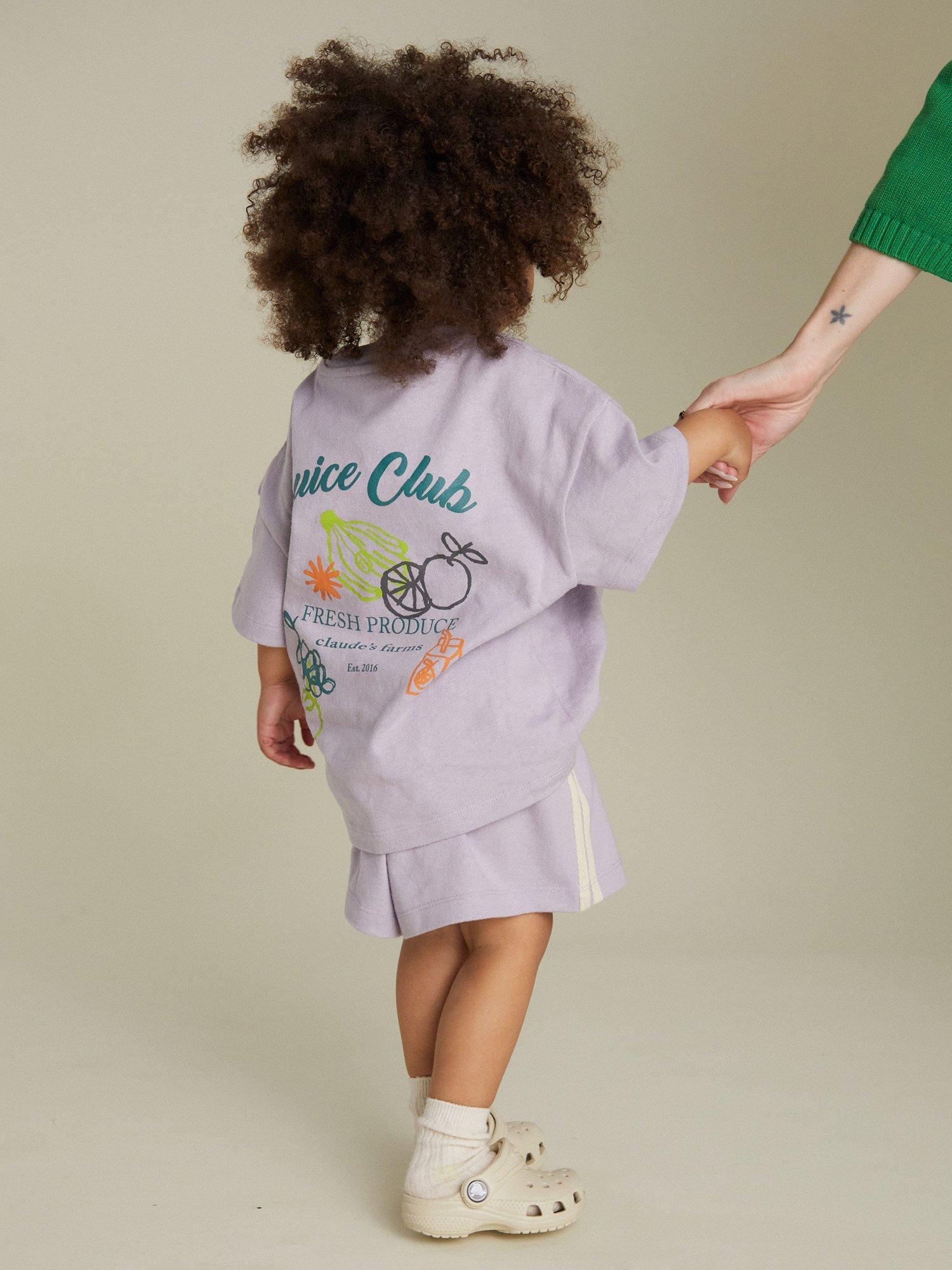Product image 5 of 7, which shows Claude & Co  Kids' Edie Cotton Fruit Print T-Shirt, Lilac, 6-12 months