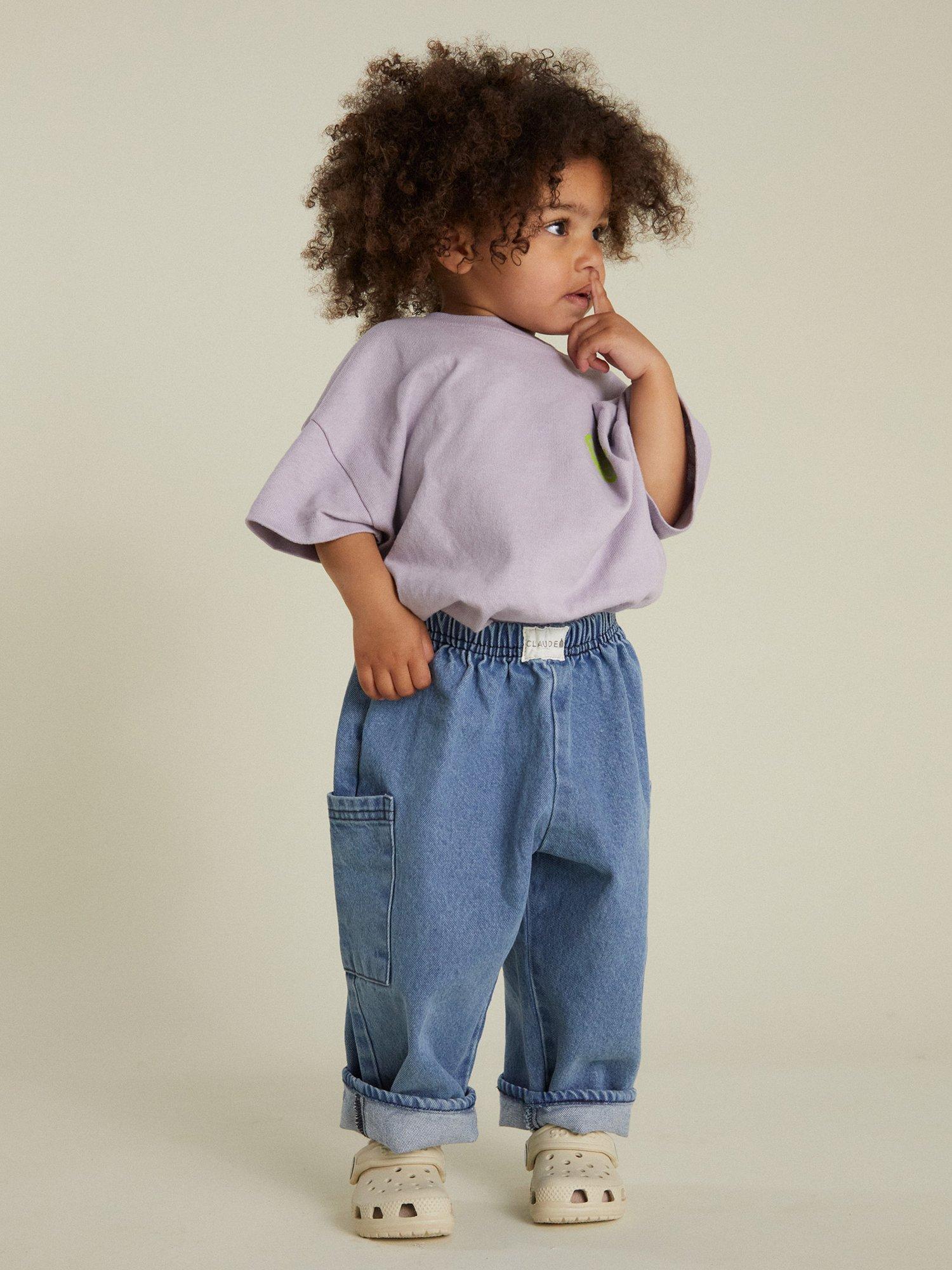 Product image 1 of 6, which shows Claude & Co Kids' Emerson Cotton Jeans, Blue Denim, 3-6 months