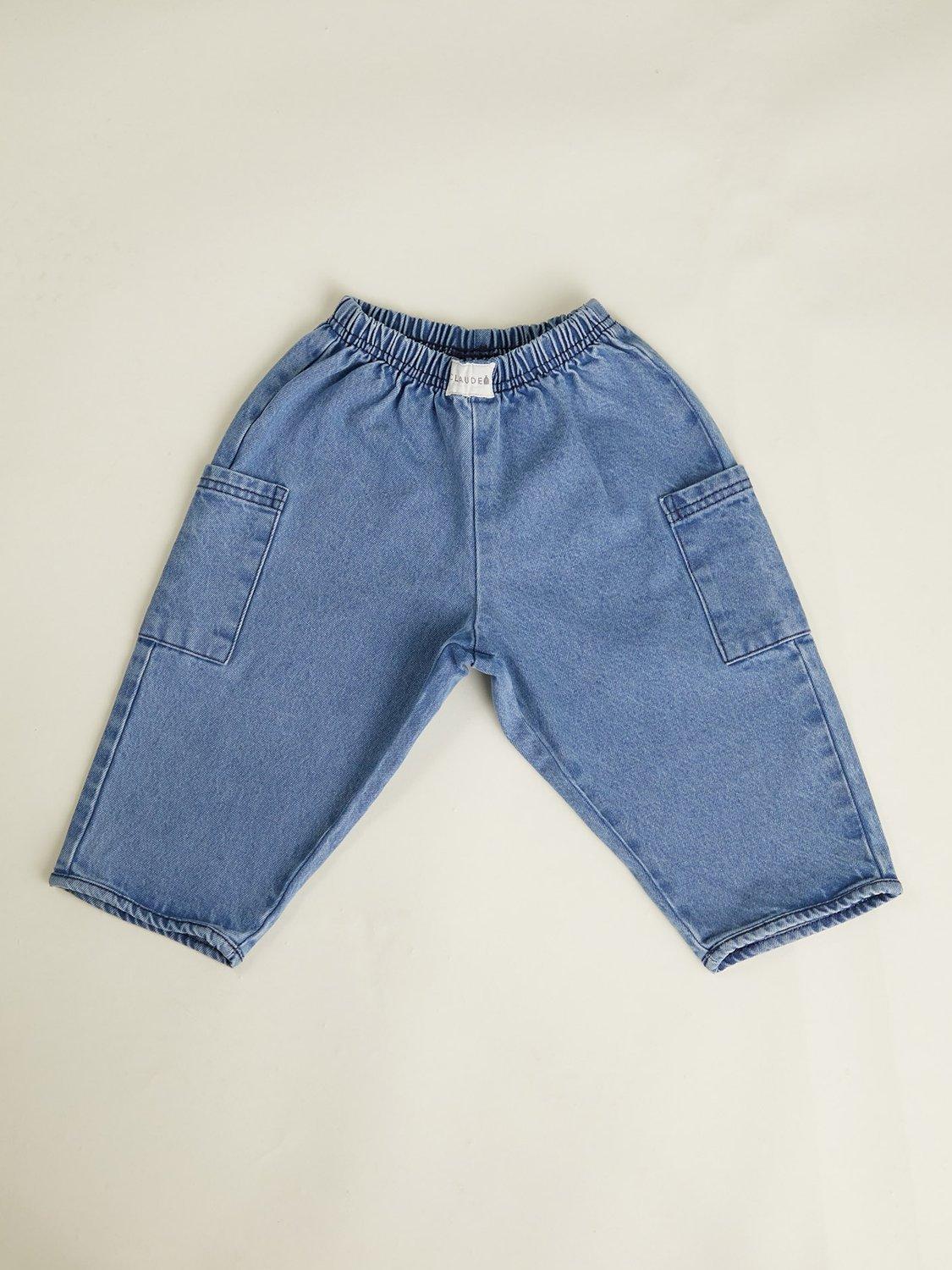 Product image 6 of 6, which shows Claude & Co Kids' Emerson Cotton Jeans, Blue Denim, 3-6 months