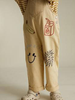 Claude & Co Kids' Piper Breakfast Cotton Dungarees, Lemon - view 2, Lemon