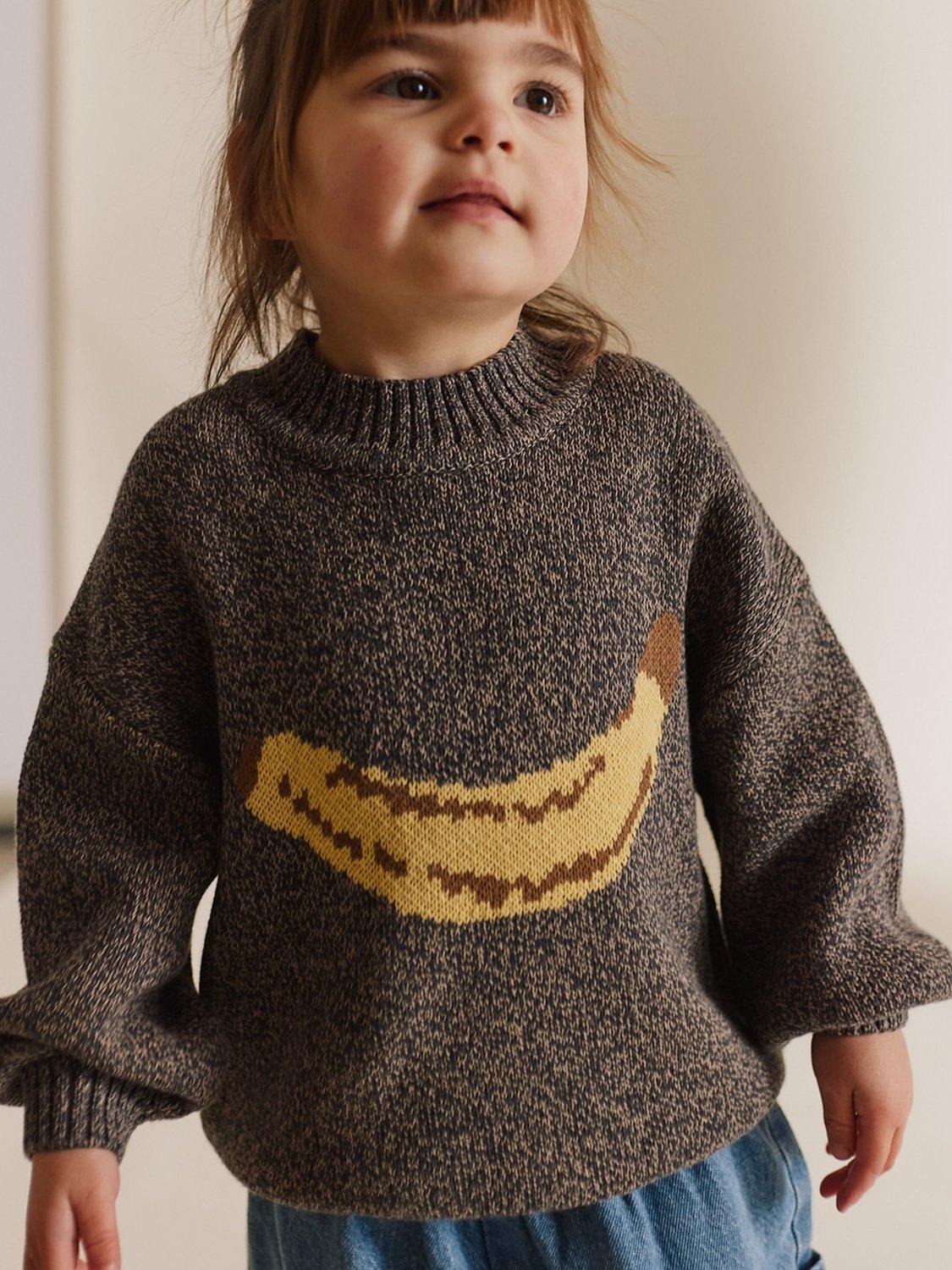 Product image 1 of 6, which shows Claude & Co Kids' Lori Cotton Knit Banana Jumper, Grey, 0-6 months