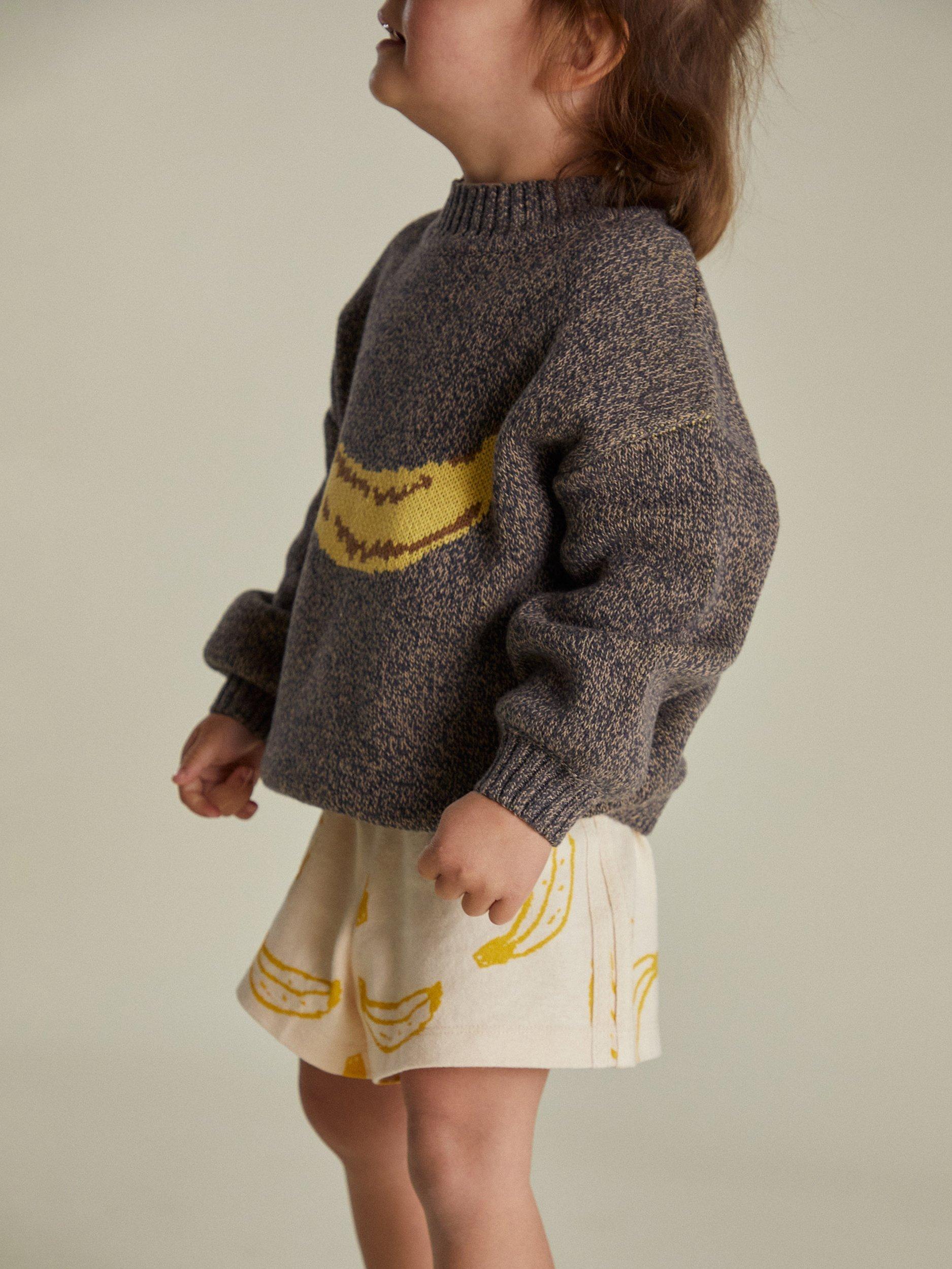 Product image 3 of 6, which shows Claude & Co Kids' Lori Cotton Knit Banana Jumper, Grey, 0-6 months