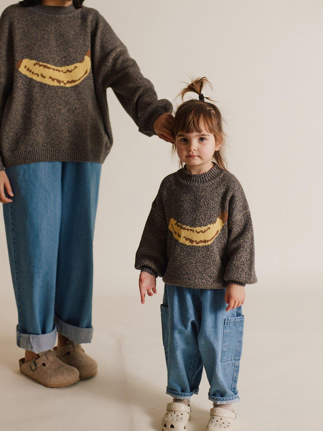 Product image 4 of 6, which shows Claude & Co Kids' Lori Cotton Knit Banana Jumper, Grey, 0-6 months