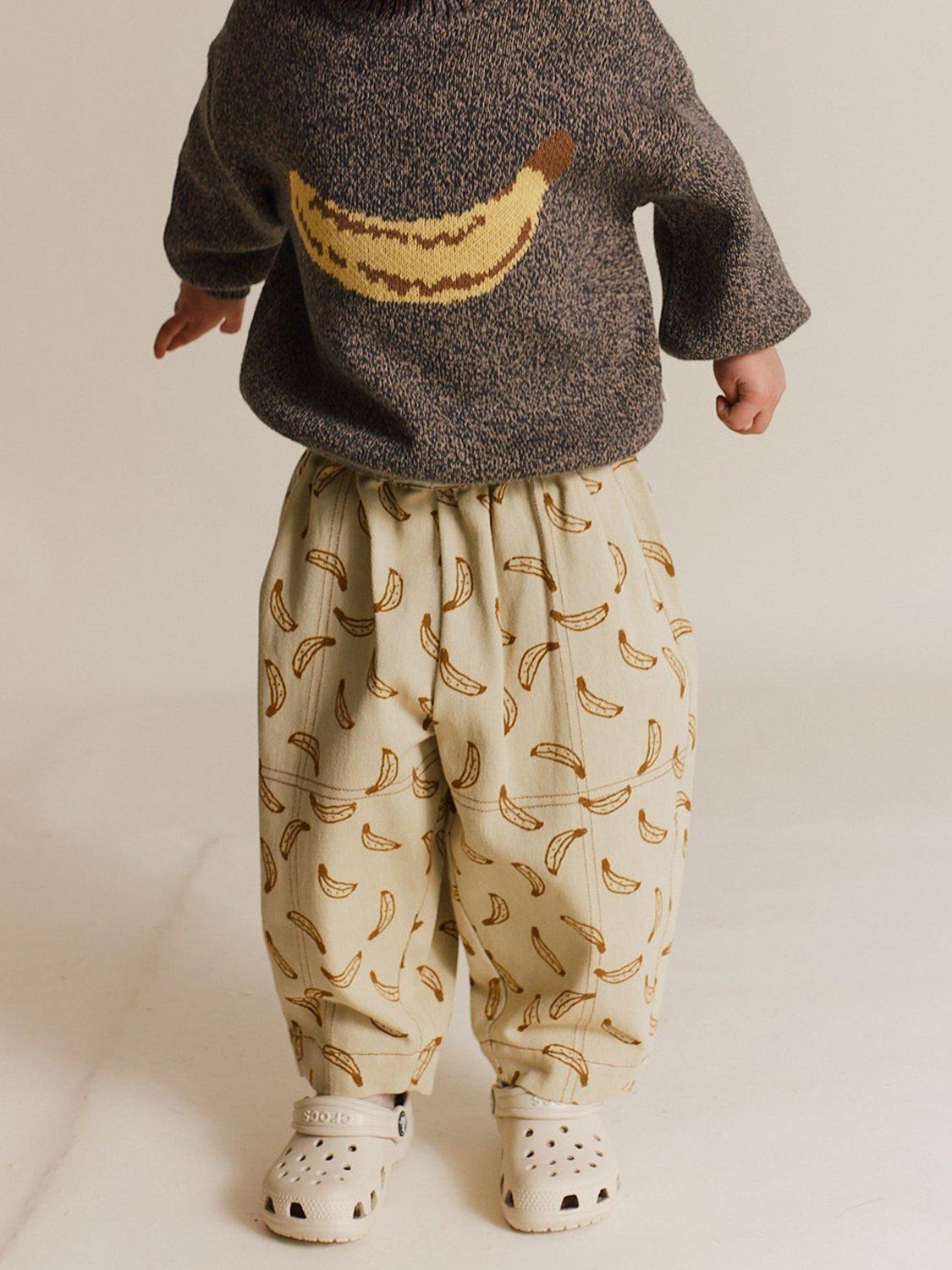 Product image 3 of 5, which shows Claude & Co Kids' Rian Cotton Banana Trousers, Off-white, 3-6 months
