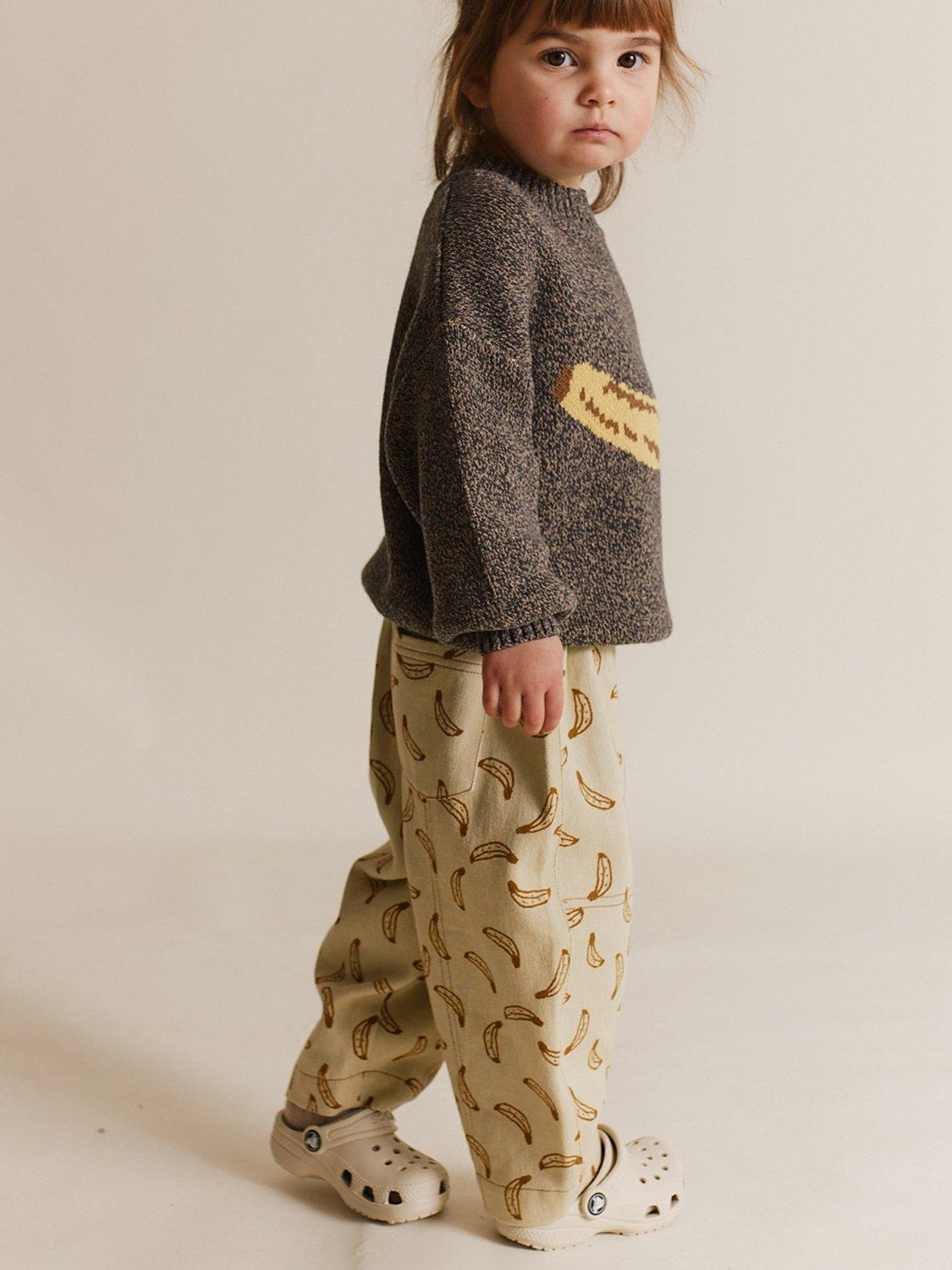 Product image 5 of 5, which shows Claude & Co Kids' Rian Cotton Banana Trousers, Off-white, 3-6 months