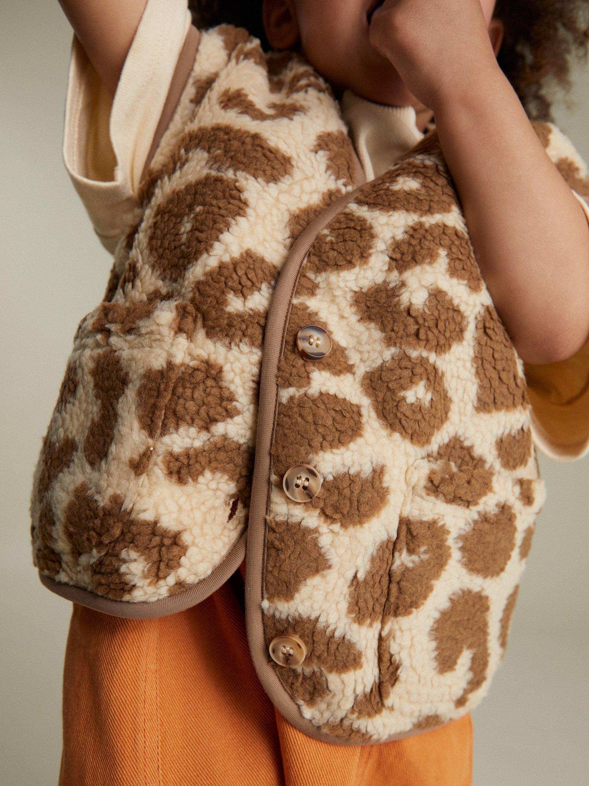 Product image 1 of 5, which shows Claude & Co Kids' Alma Borg Printed Gilet, Leopard, 3-6 months
