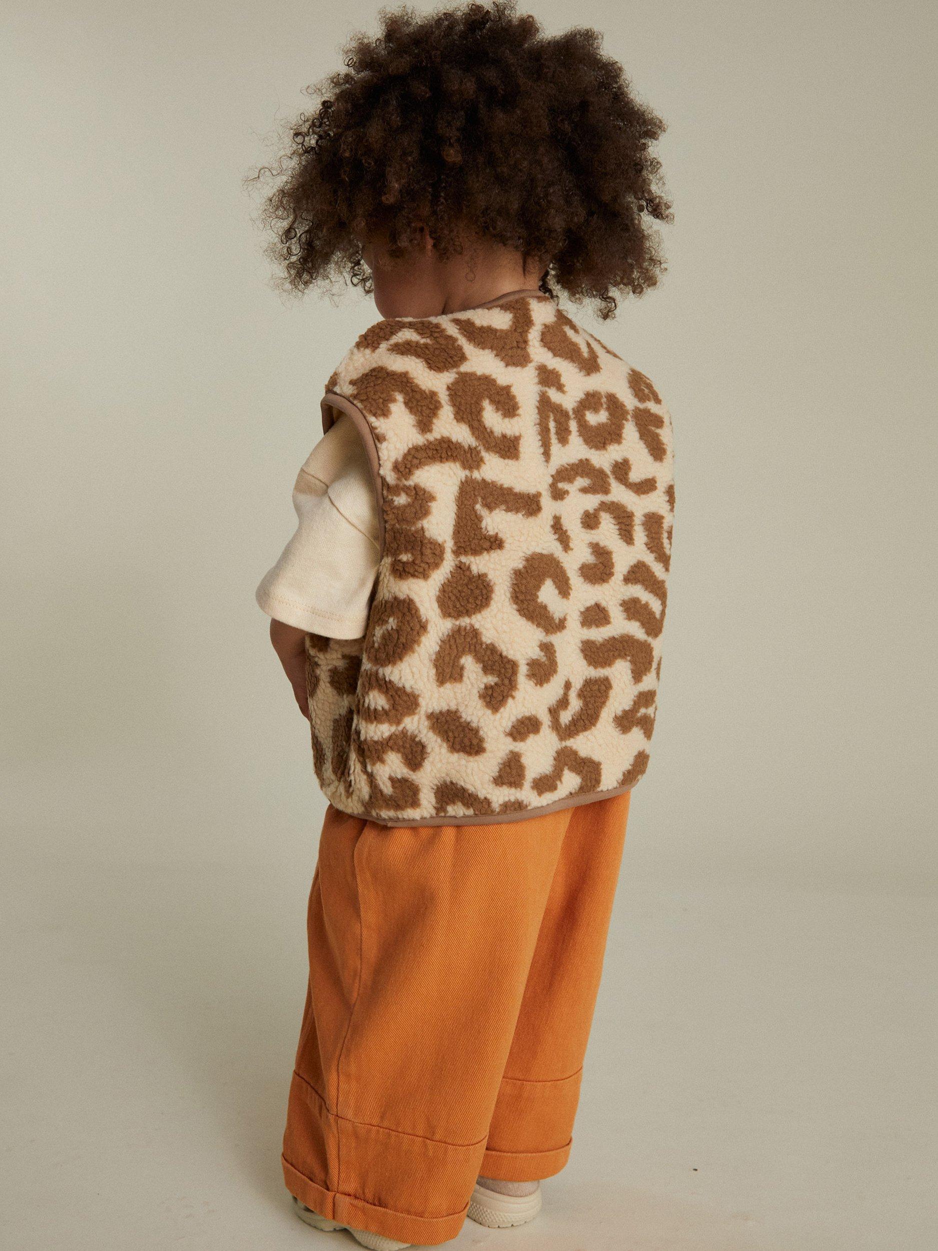 Product image 2 of 5, which shows Claude & Co Kids' Alma Borg Printed Gilet, Leopard, 3-6 months