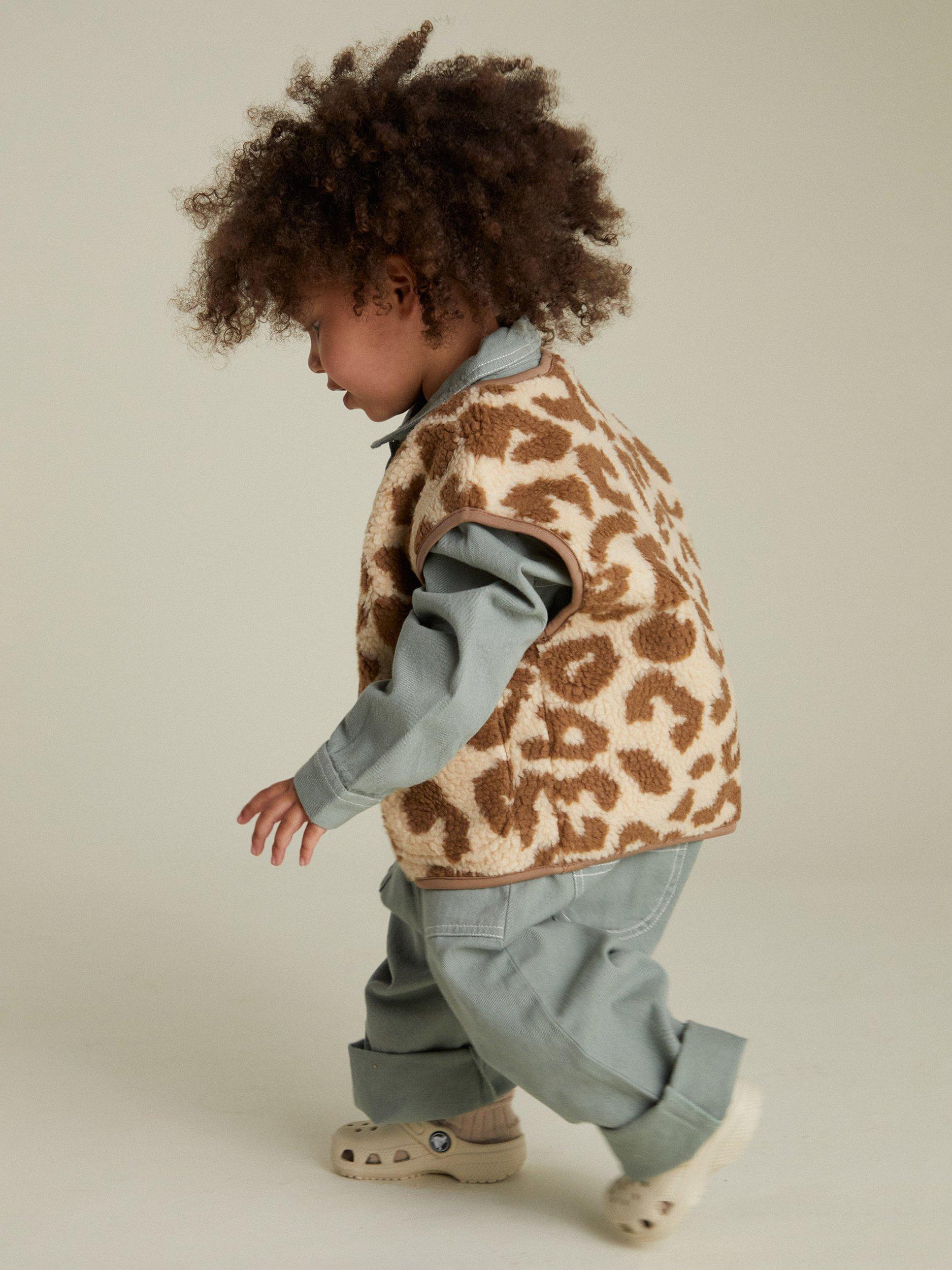Product image 4 of 5, which shows Claude & Co Kids' Alma Borg Printed Gilet, Leopard, 3-6 months