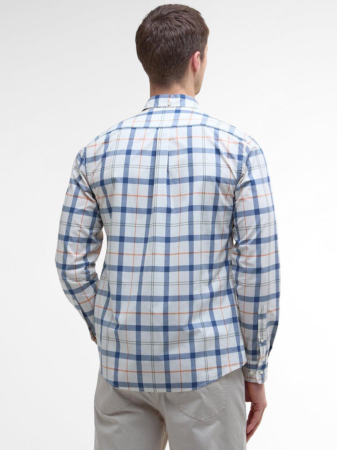 Product image 2 of 6, which shows Barbour Rawley Blue Check Tartan Cotton Shirt, Sea Haze Tartan, S